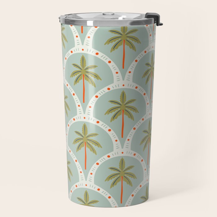 Vintage summer palm tree art pattern Travel Mug Gallery Image 2