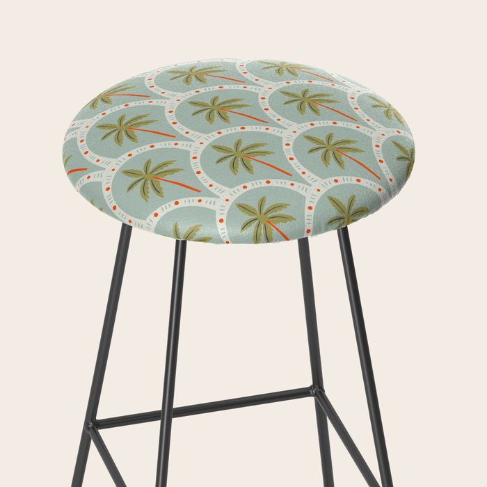 Vintage summer palm tree art pattern Stool Gallery Image 2