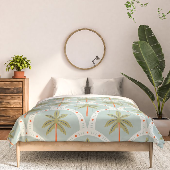 Vintage summer palm tree art pattern Comforter Gallery Image 3