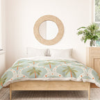 Vintage summer palm tree art pattern Duvet Cover Gallery Image 3