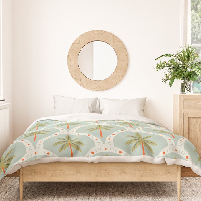 Vintage summer palm tree art pattern Duvet Cover Gallery Image 3