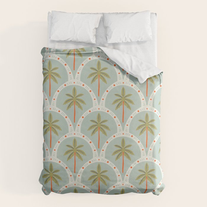 Vintage summer palm tree art pattern Duvet Cover Gallery Image 1