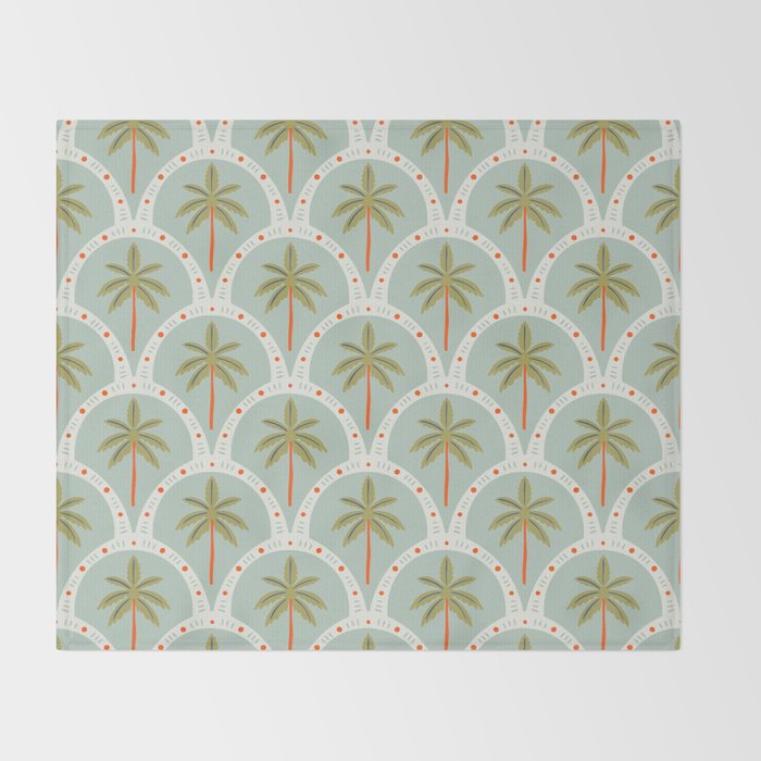 Vintage summer palm tree art pattern Throw Blanket Gallery Image 2