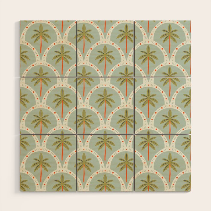 Vintage summer palm tree art pattern Wood Wall Art Gallery Image 1
