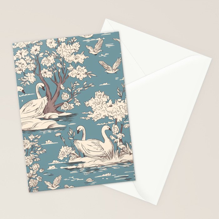 Elegant Swans in Bloom Stationery Card Gallery Image 2