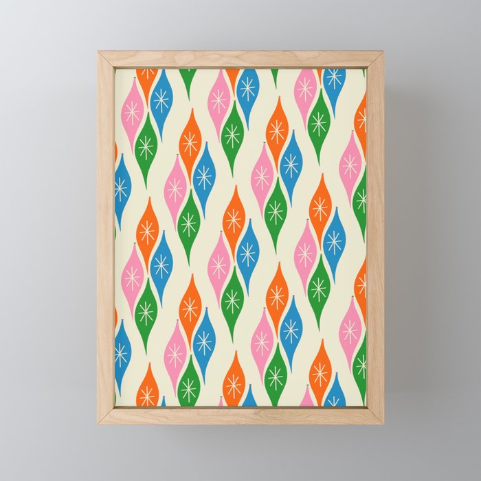 Colorful Christmas Mid Century Modern Retro Ornaments Atomic Pattern Mini Art Print Gallery Image 1