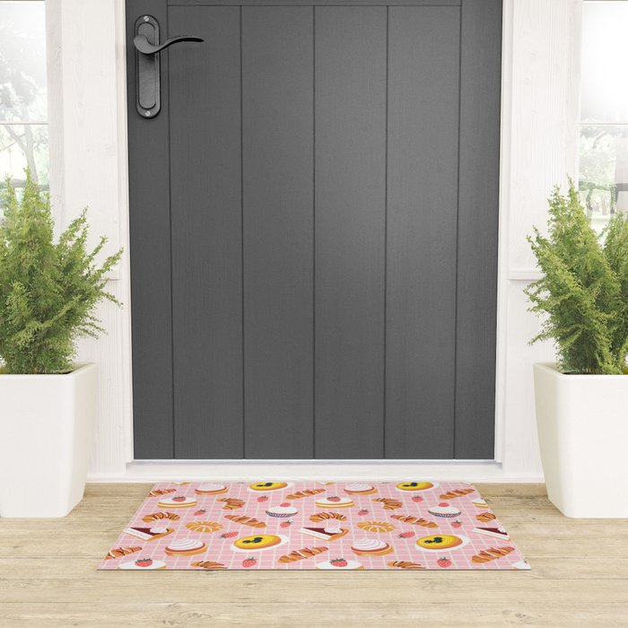 Vintage sweet pastry dessert food pattern Welcome Mat Gallery Image 3