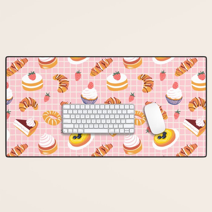 Vintage sweet pastry dessert food pattern Desk Mat Gallery Image 1
