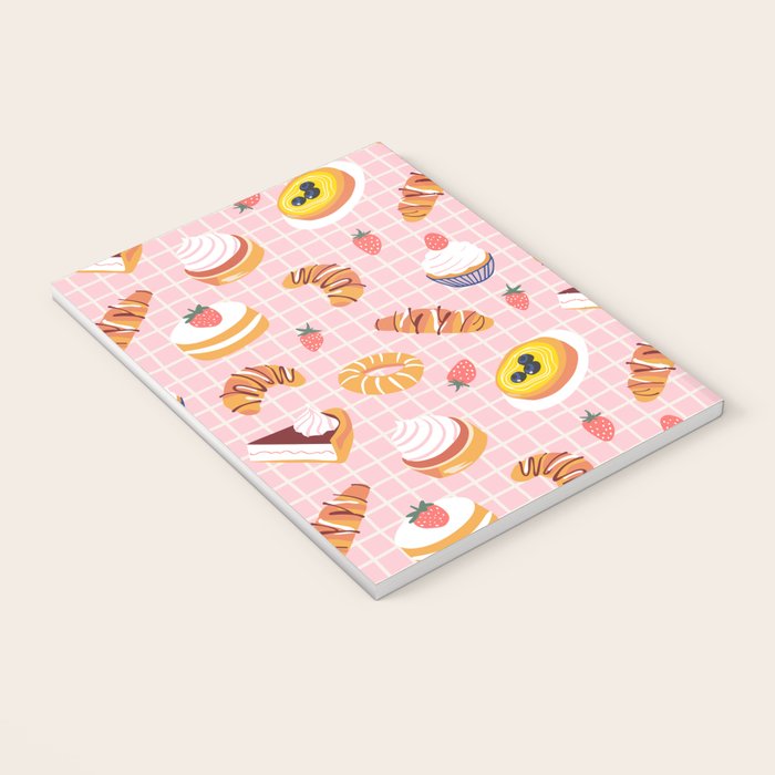 Vintage sweet pastry dessert food pattern Notebook Gallery Image 3