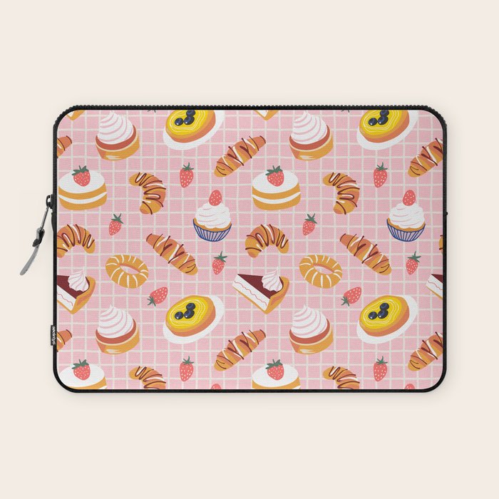 Vintage sweet pastry dessert food pattern Laptop Sleeve Gallery Image 1