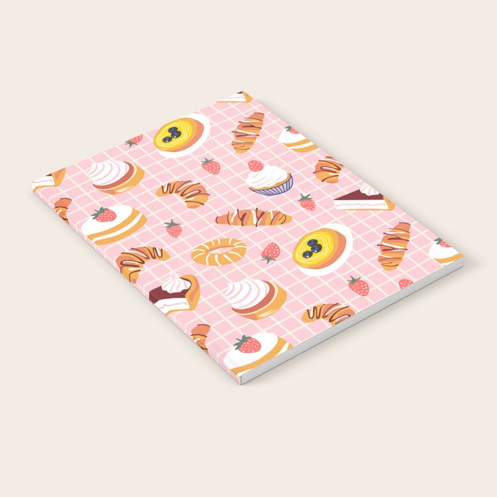 Vintage sweet pastry dessert food pattern Notebook Gallery Image 1