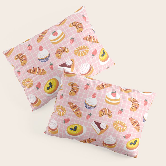 Vintage sweet pastry dessert food pattern Pillow Sham Gallery Image 3
