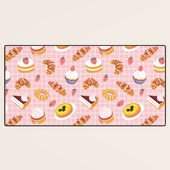 Vintage sweet pastry dessert food pattern Desk Mat Gallery Image 3
