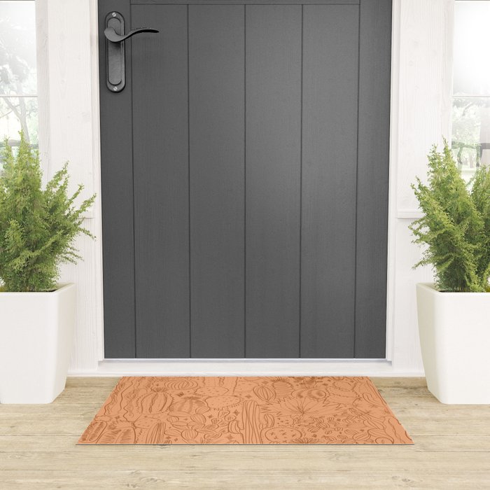 Cactus Scene in Orange Welcome Mat Gallery Image 3