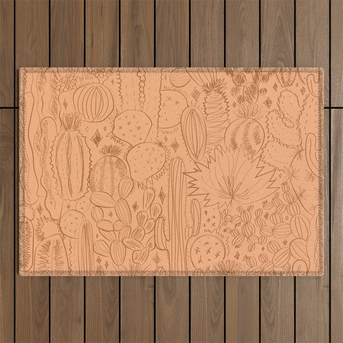Cactus Scene in Orange Outdoor Rug Gallery Image 1