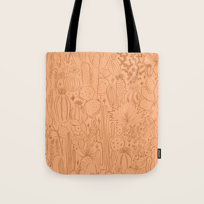 Cactus Scene in Orange Tote Bag Gallery Image 1