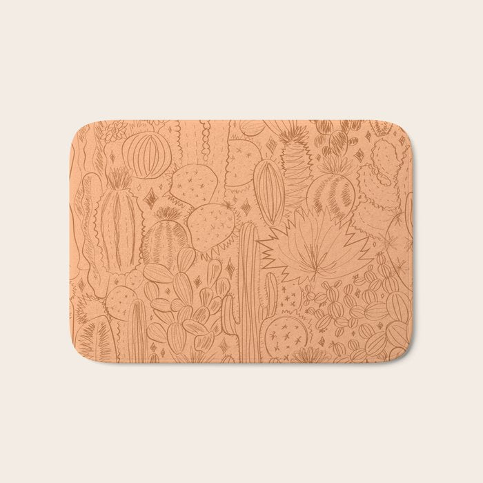 Cactus Scene in Orange Bath Mat Gallery Image 1