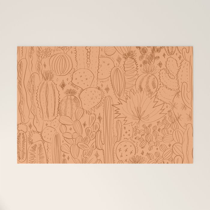 Cactus Scene in Orange Welcome Mat Gallery Image 1