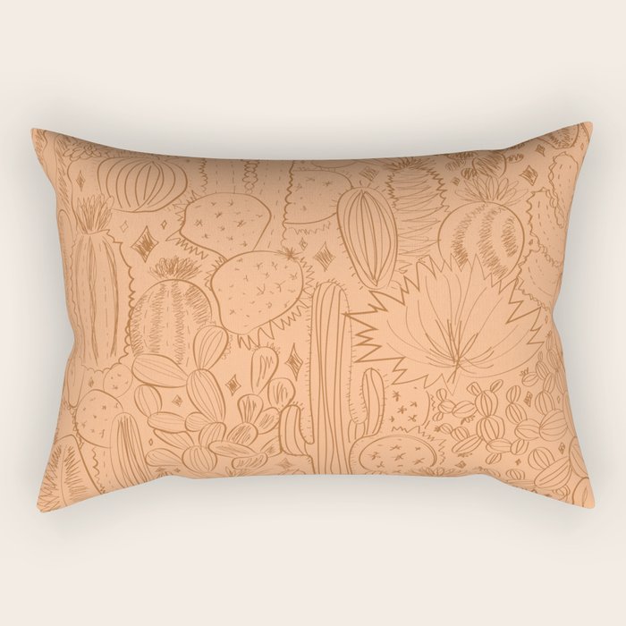 Cactus Scene in Orange Rectangular Pillow Gallery Image 1