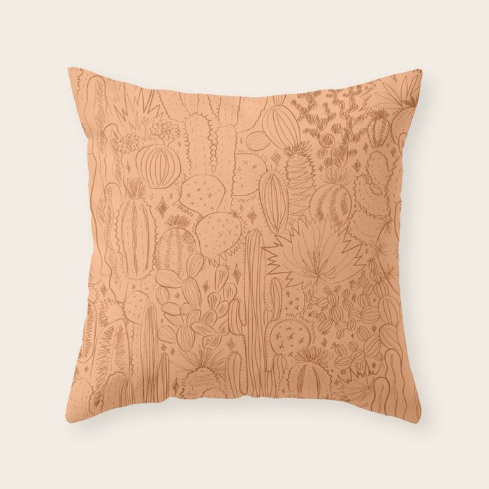 Cactus Scene in Orange Throw Pillow Gallery Image 6