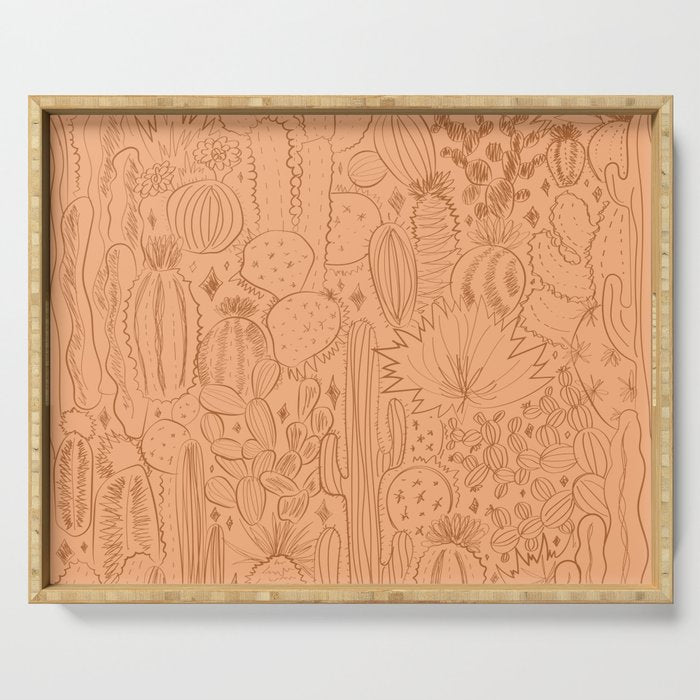 Cactus Scene in Orange Serving Tray Gallery Image 1