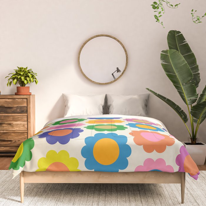 Happy Flowers Colorful Springtime Pattern Comforter Gallery Image 3