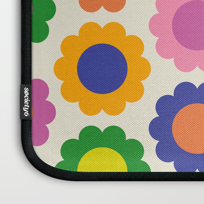 Happy Flowers Colorful Springtime Pattern Laptop Sleeve Gallery Image 3