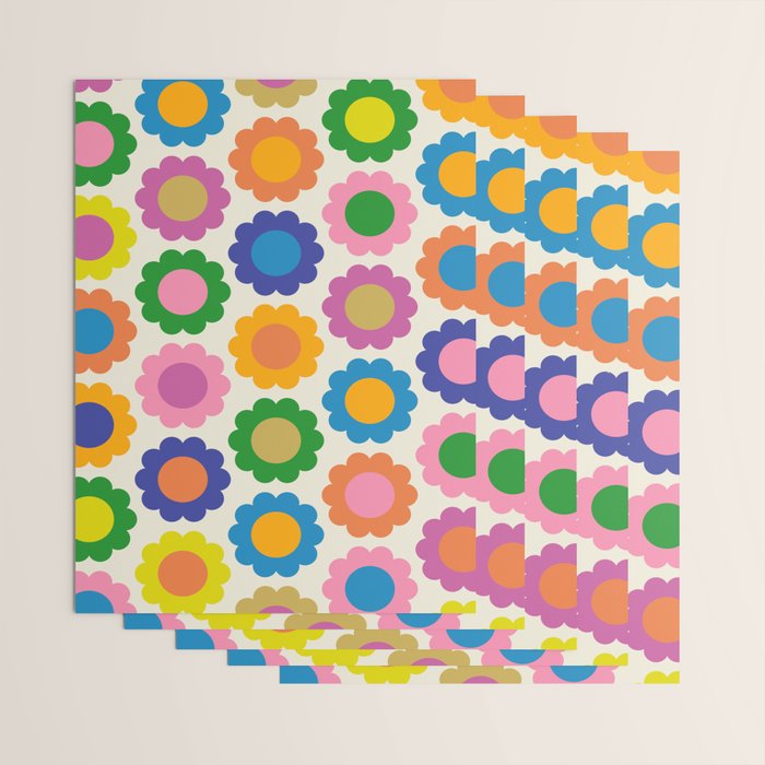 Happy Flowers Colorful Springtime Pattern Wrapping Paper Gallery Image 3
