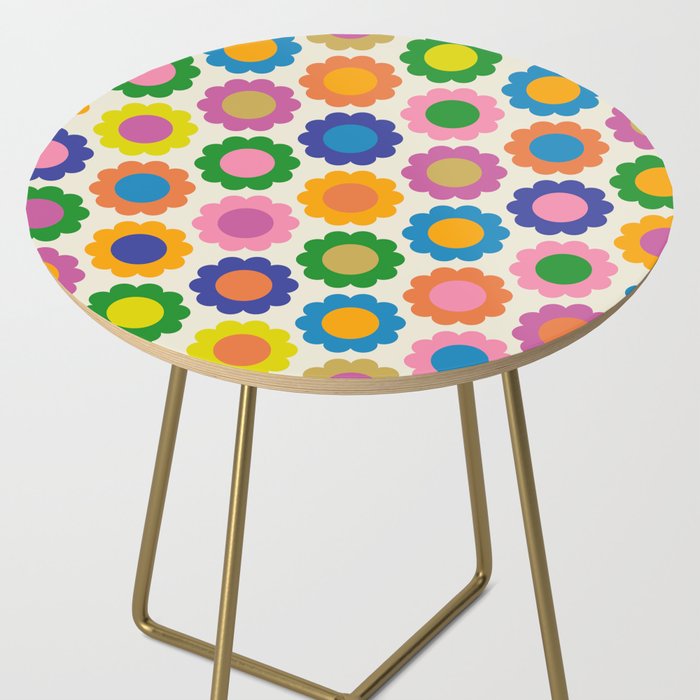 Happy Flowers Colorful Springtime Pattern Side Table Gallery Image 2