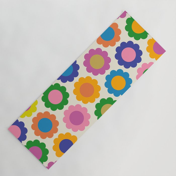 Happy Flowers Colorful Springtime Pattern Yoga Mat Gallery Image 1