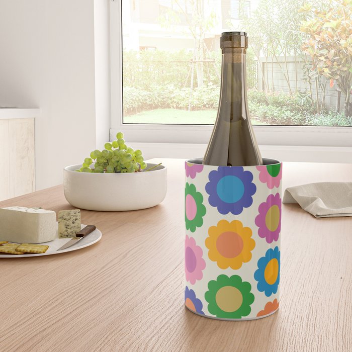 Happy Flowers Colorful Springtime Pattern Wine Chiller Gallery Image 4