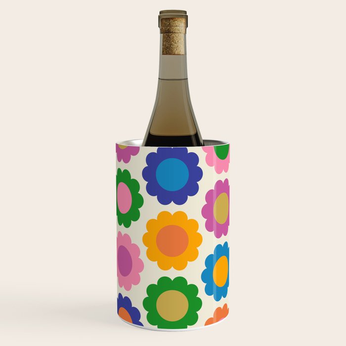 Happy Flowers Colorful Springtime Pattern Wine Chiller Gallery Image 1