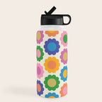 Happy Flowers Colorful Springtime Pattern Water Bottle Gallery Image 4