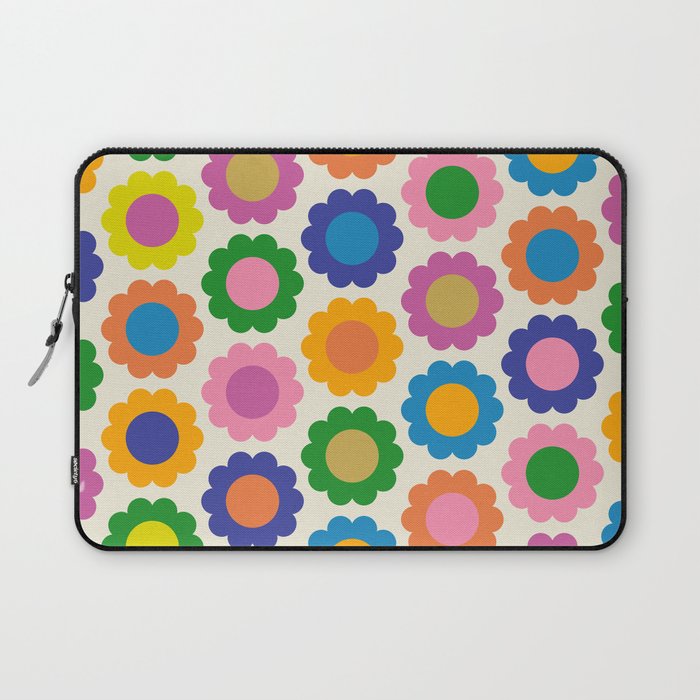 Happy Flowers Colorful Springtime Pattern Laptop Sleeve Gallery Image 1