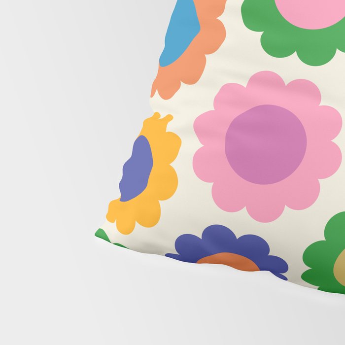 Happy Flowers Colorful Springtime Pattern Pillow Sham Gallery Image 4