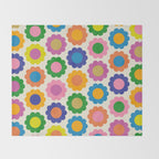 Happy Flowers Colorful Springtime Pattern Throw Blanket Gallery Image 2