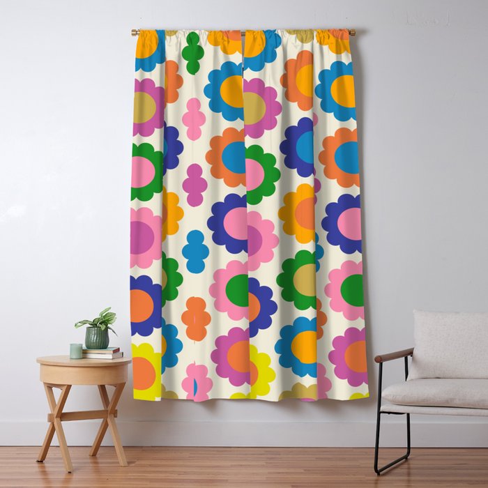 Happy Flowers Colorful Springtime Pattern Window Curtain Gallery Image 5