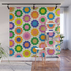 Happy Flowers Colorful Springtime Pattern Wall Mural Gallery Image 1