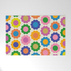 Happy Flowers Colorful Springtime Pattern Welcome Mat Gallery Image 1