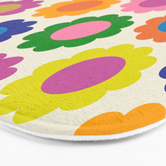 Happy Flowers Colorful Springtime Pattern Bath Mat Gallery Image 3