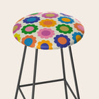 Happy Flowers Colorful Springtime Pattern Stool Gallery Image 2