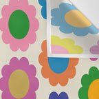 Happy Flowers Colorful Springtime Pattern Wall Tapestry Gallery Image 3