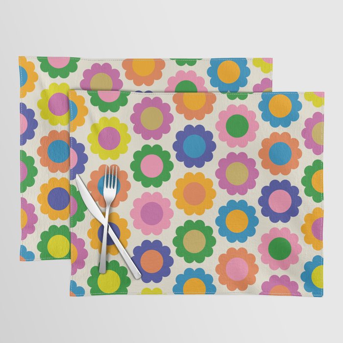 Happy Flowers Colorful Springtime Pattern Placemat Gallery Image 1