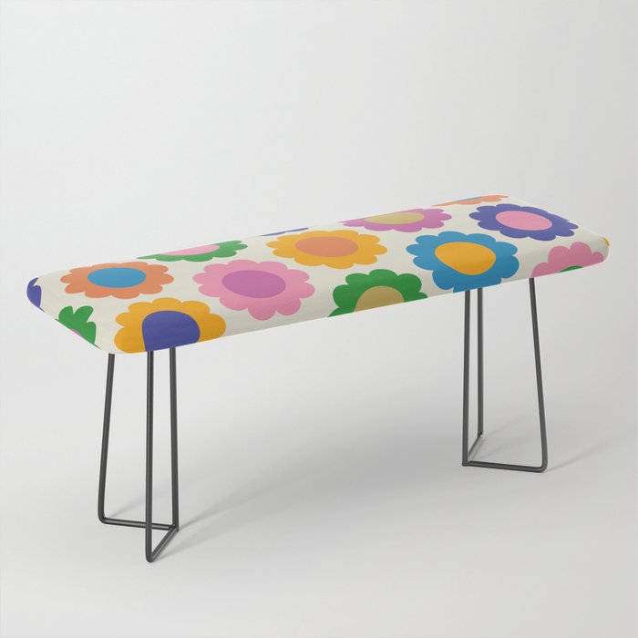Happy Flowers Colorful Springtime Pattern Bench Gallery Image 1