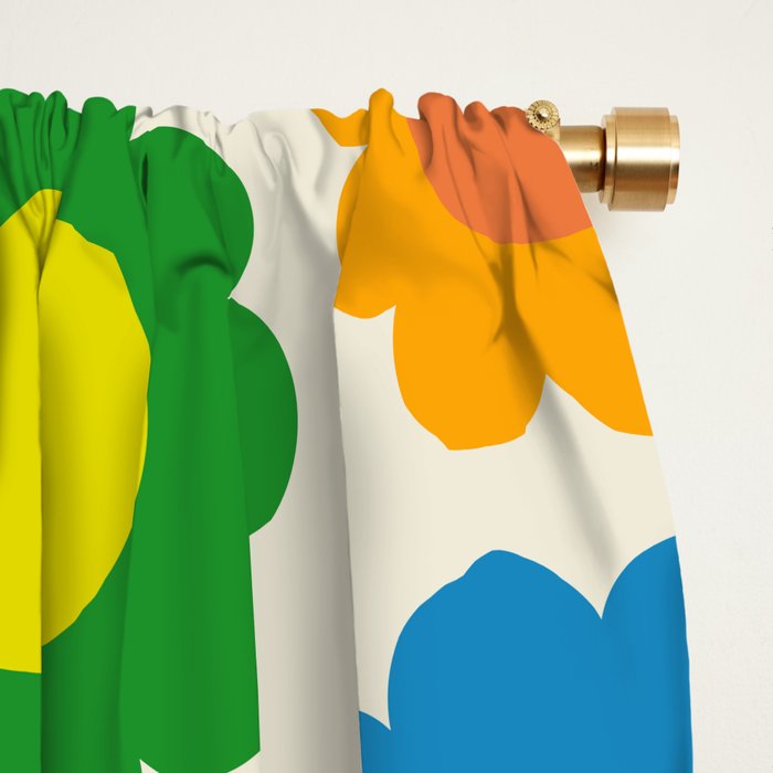 Happy Flowers Colorful Springtime Pattern Window Curtain Gallery Image 2