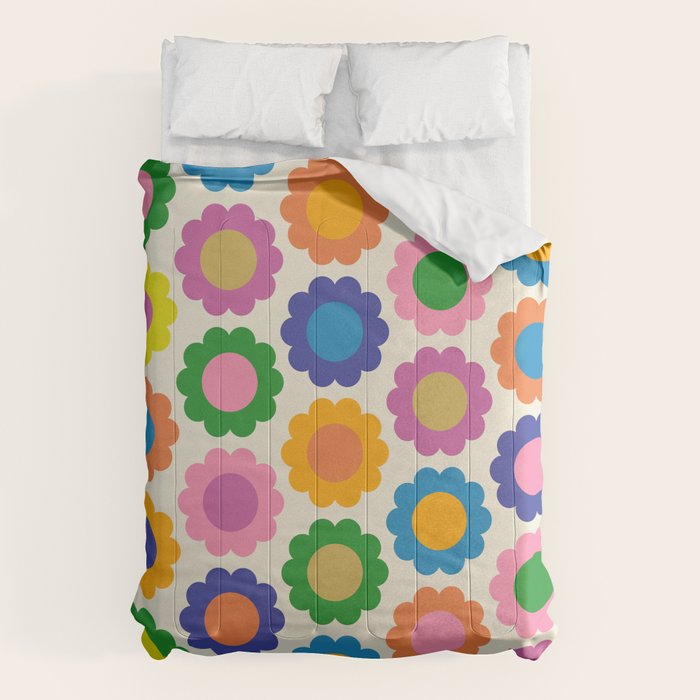 Happy Flowers Colorful Springtime Pattern Comforter Gallery Image 6