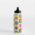 Happy Flowers Colorful Springtime Pattern Water Bottle Gallery Image 3