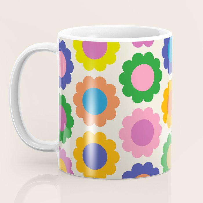 Happy Flowers Colorful Springtime Pattern Coffee Mug Gallery Image 3