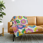 Happy Flowers Colorful Springtime Pattern Throw Blanket Gallery Image 1