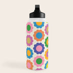 Happy Flowers Colorful Springtime Pattern Water Bottle Gallery Image 2